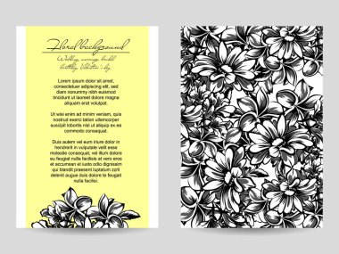 Vintage tarzı süslü çiçek düğün kartları ayarlayın. Kontur çiçek öğeleri