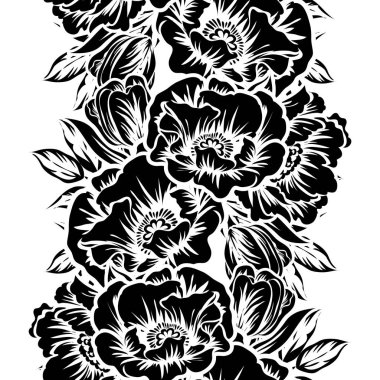 Kusursuz eski tarz süslemeli çiçek deseni. Çiçeksel elementler konturda