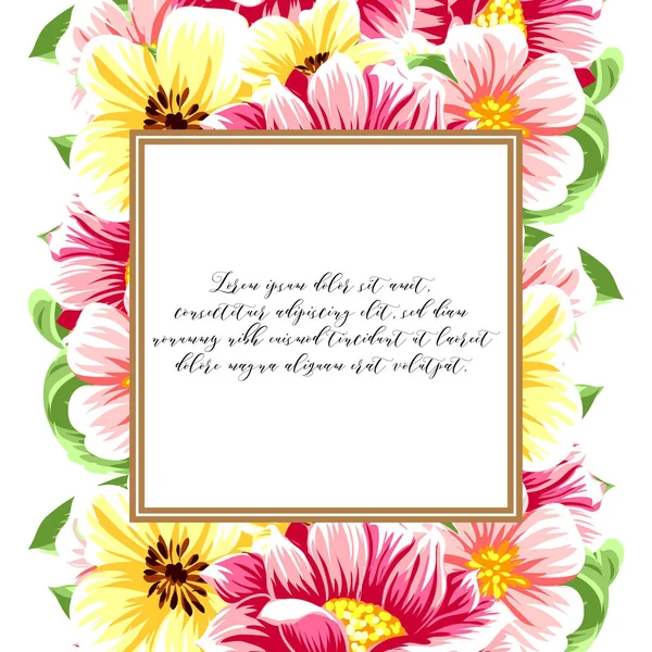 Vintage tarzı süslü çiçek kartı. Renkli çiçek öğeleri
