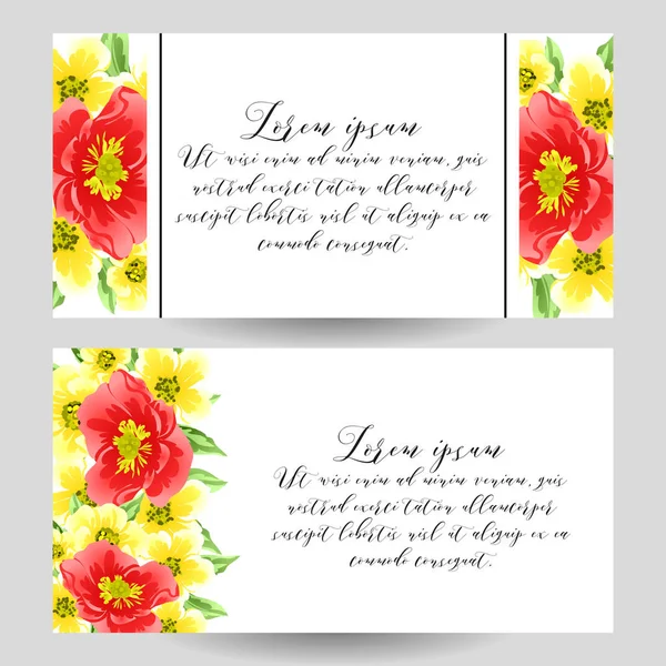 Conjunto Tarjetas Boda Flores Estilo Vintage Elementos Florales Color — Vector de stock