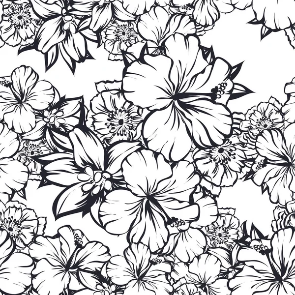 Kusursuz eski tarz süslemeli çiçek deseni. Çiçeksel elementler konturda