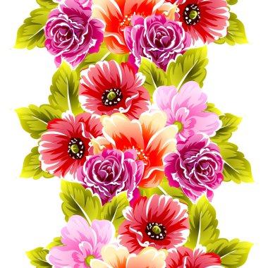 Sorunsuz vintage tarzı çiçek deseni. Renkli çiçek öğeleri