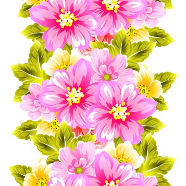 Sorunsuz vintage tarzı çiçek deseni. Renkli çiçek öğeleri