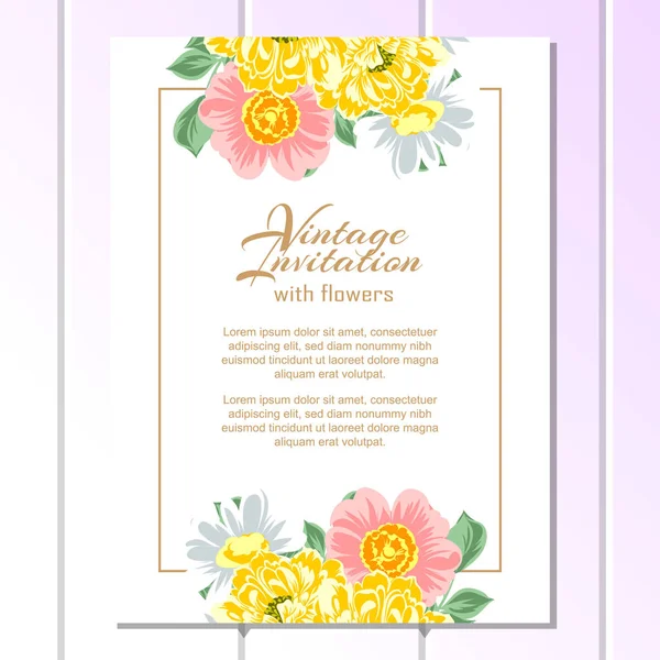 Tarjeta Flores Ornamentada Estilo Vintage Elementos Florales Color — Vector de stock