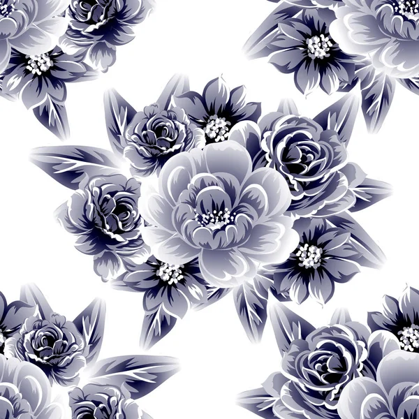 Motif Fleurs Ornées Style Vintage Sans Couture Éléments Floraux Dans — Image vectorielle