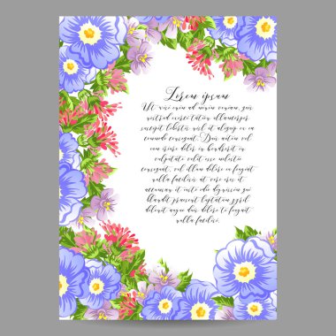  çiçek davetiye, vektör, illüstrasyon