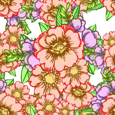 Dikişsiz çiçek arka plan vektör çizim 