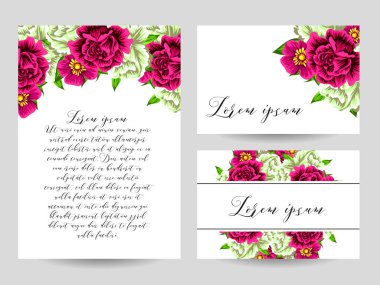  çiçek davetiye, vektör, illüstrasyon 