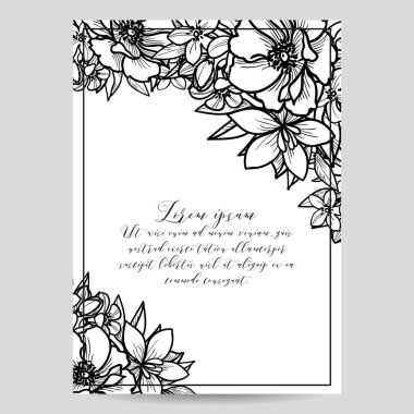  çiçek davetiye, vektör, illüstrasyon 