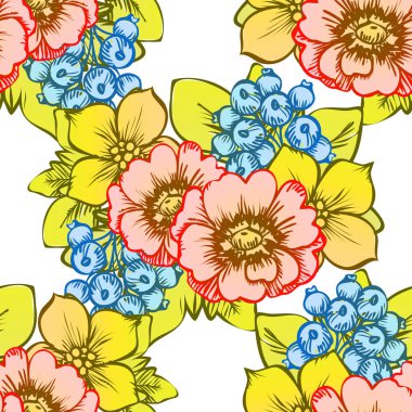 Dikişsiz çiçek arka plan vektör çizim 