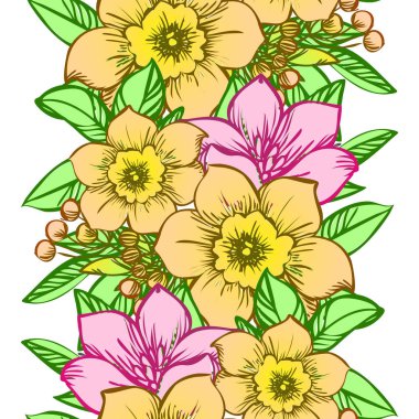 Dikişsiz çiçek arka plan vektör çizim 
