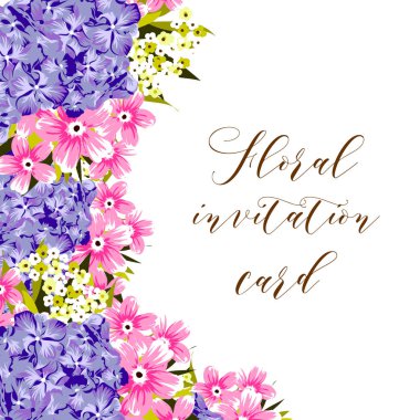  çiçek davetiye, vektör, illüstrasyon 