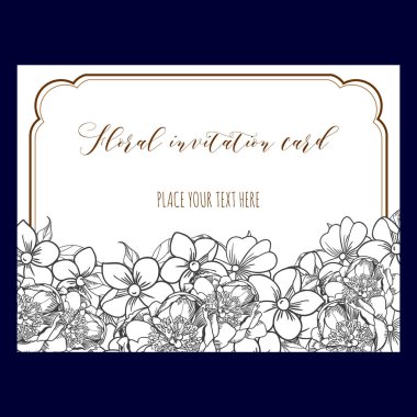 daveti üzerine çiçek arka plan vektör çizim