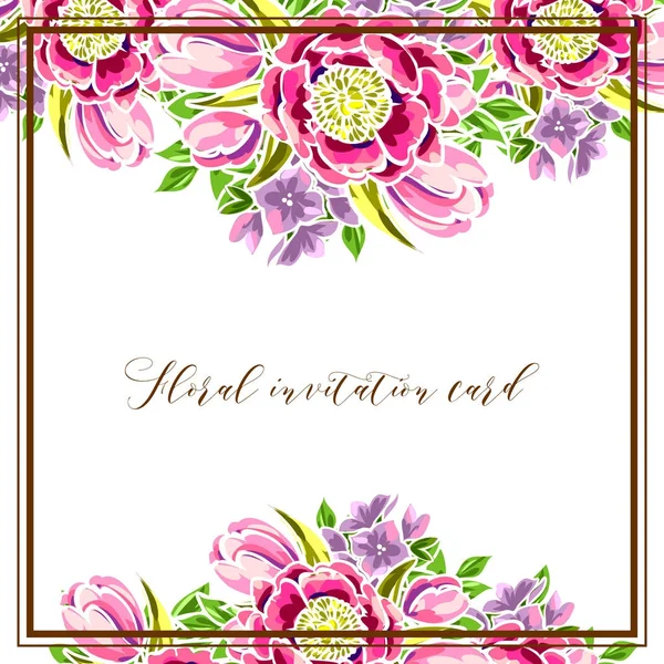 Floral Uitnodigingskaart Vector Illustratie — Stockvector