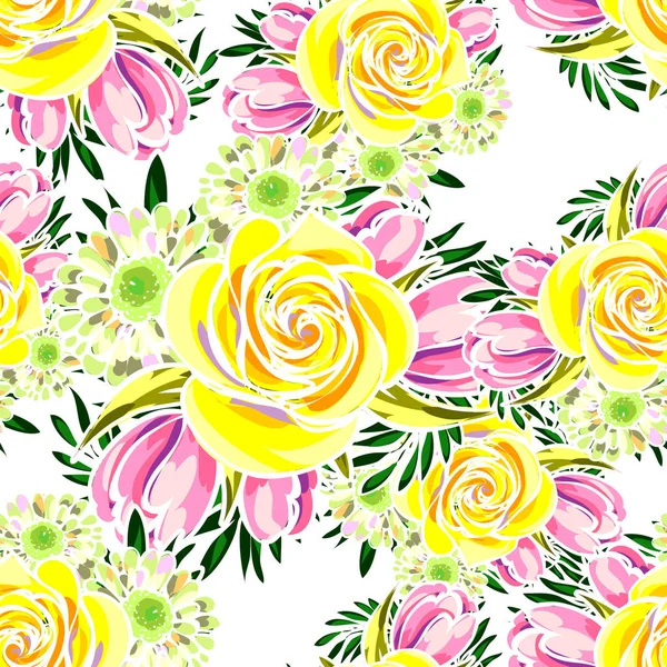 Illustration Vectorielle Fond Floral Sans Couture — Image vectorielle