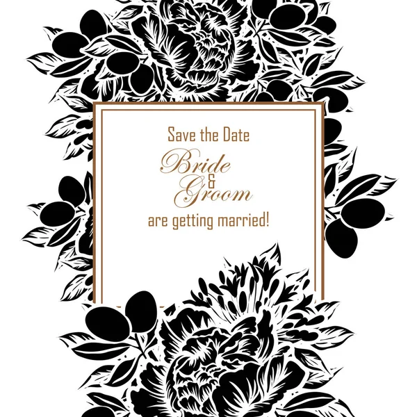 Date Floral Invitation Vector Illustration — Stock Vector
