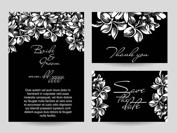 Guardar Fecha Floral Invitación Vector Ilustración — Vector de stock