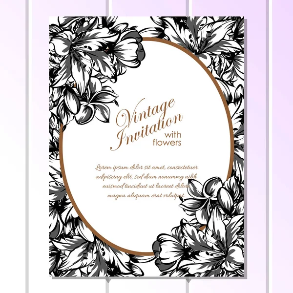 Vintage Style Floral Invitation Card Vector Illustration — Stock Vector