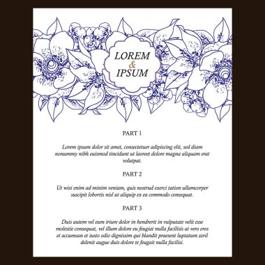 daveti üzerine çiçek arka plan vektör çizim