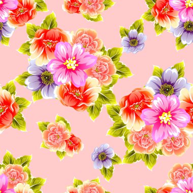 Dikişsiz çiçek arka plan vektör çizim 