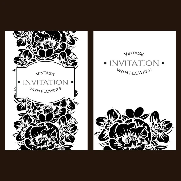Estilo Vintage Floral Convite Cartão Vetor Ilustração — Vetor de Stock