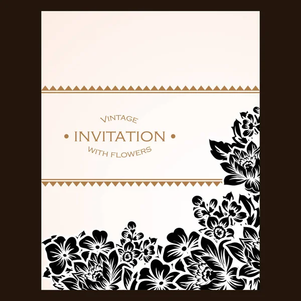 Carte Invitation Florale Style Vintage Vecteur Illustration — Image vectorielle