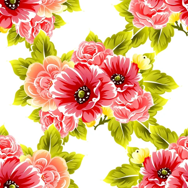 Ilustración Vector Fondo Floral Sin Costuras — Vector de stock