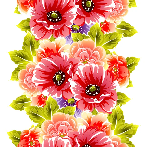 Ilustración Vector Fondo Floral Sin Costuras — Vector de stock