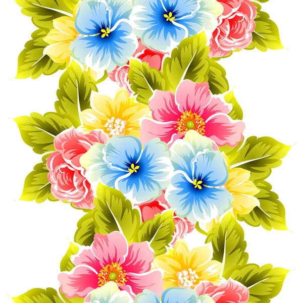 Ilustración Vector Fondo Floral Sin Costuras — Vector de stock