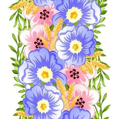 Sorunsuz vintage tarzı çiçek deseni. Renkli çiçek öğeleri