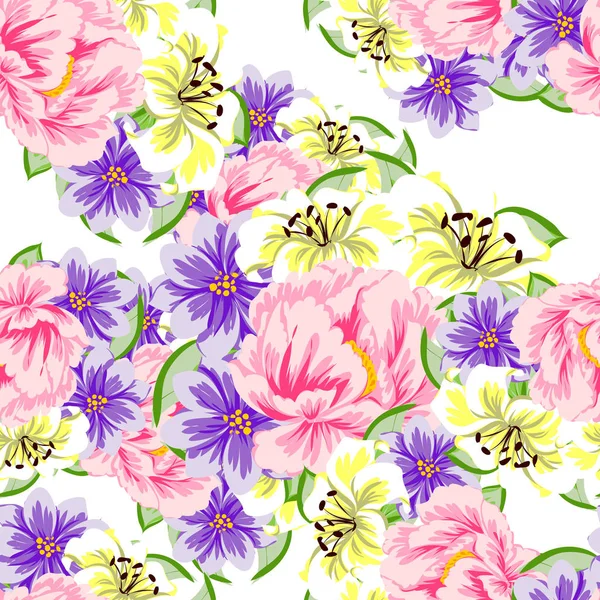 Modèle Fleur Style Vintage Sans Couture Éléments Floraux Couleur — Image vectorielle