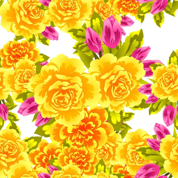 Sorunsuz vintage tarzı çiçek deseni. Renkli çiçek öğeleri