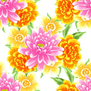 Sorunsuz vintage tarzı çiçek deseni. Renkli çiçek öğeleri