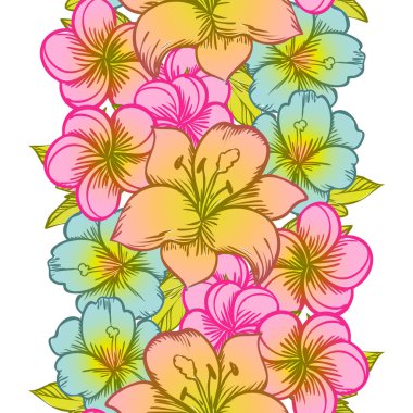 Sorunsuz vintage tarzı çiçek deseni. Renkli çiçek öğeleri