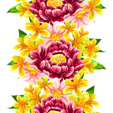 Sorunsuz vintage tarzı çiçek deseni. Renkli çiçek öğeleri