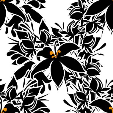 Kusursuz eski tarz süslemeli çiçek deseni. Çiçeksel elementler konturda