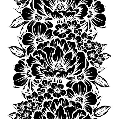 Kusursuz eski tarz süslemeli çiçek deseni. Çiçeksel elementler konturda