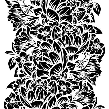 Kusursuz eski tarz süslemeli çiçek deseni. Çiçeksel elementler konturda