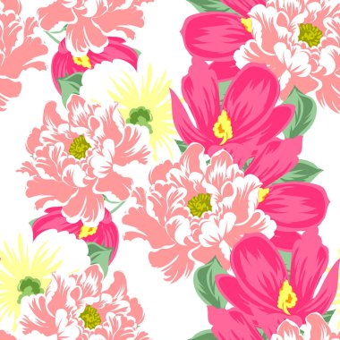 Sorunsuz vintage tarzı çiçek deseni. Renkli çiçek öğeleri