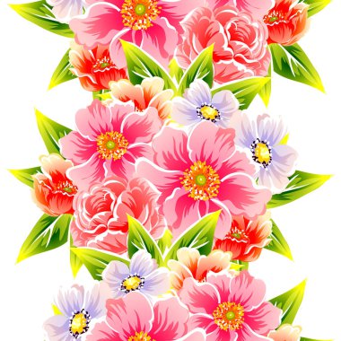 Sorunsuz vintage tarzı çiçek deseni. Renkli çiçek öğeleri