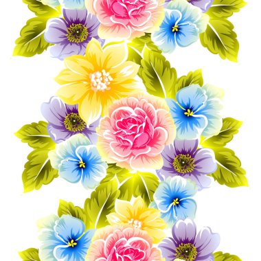 Sorunsuz vintage tarzı çiçek deseni. Renkli çiçek öğeleri