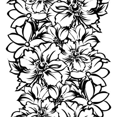 Kusursuz eski tarz süslemeli çiçek deseni. Çiçeksel elementler konturda