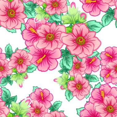 Sorunsuz vintage tarzı çiçek deseni. Renkli çiçek öğeleri