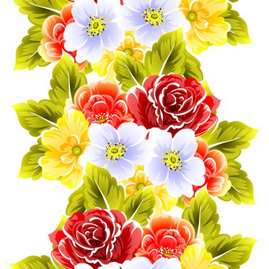 Sorunsuz vintage tarzı çiçek deseni. Renkli çiçek öğeleri