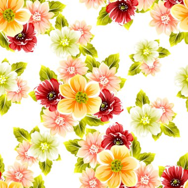 Sorunsuz vintage tarzı çiçek deseni. Renkli çiçek öğeleri