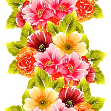 Sorunsuz vintage tarzı çiçek deseni. Renkli çiçek öğeleri