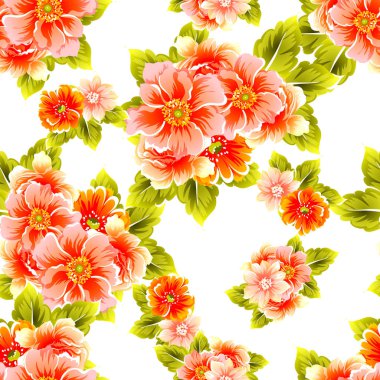 Sorunsuz vintage tarzı çiçek deseni. Renkli çiçek öğeleri