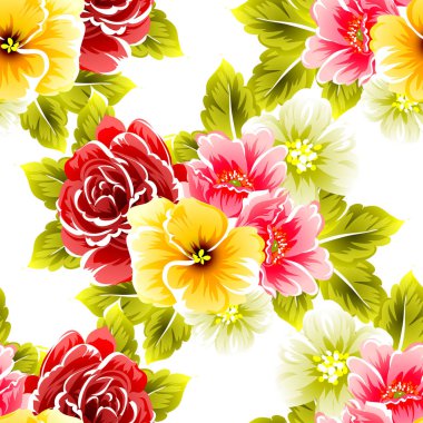Sorunsuz vintage tarzı çiçek deseni. Renkli çiçek öğeleri