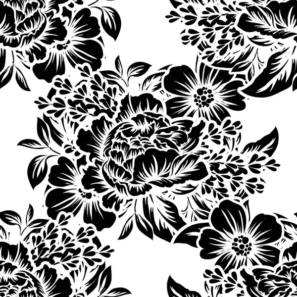 Motif Fleurs Ornées Style Vintage Sans Couture Éléments Floraux Dans — Image vectorielle