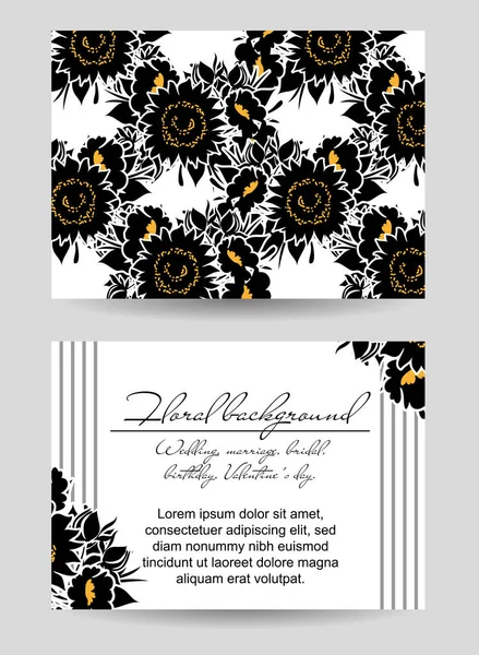 Conjunto Tarjetas Boda Flores Ornamentadas Estilo Vintage Elementos Florales Contorno — Vector de stock